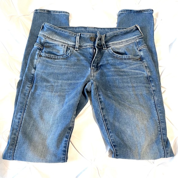 G-Star Raw Lynn Mid Rise Super Skinny Jeans & Fitted T-Shirt, Excellent! - Picture 7 of 13